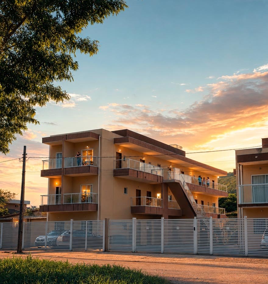 fachada dos apartamentos para aluguel de temporada em ubatuba